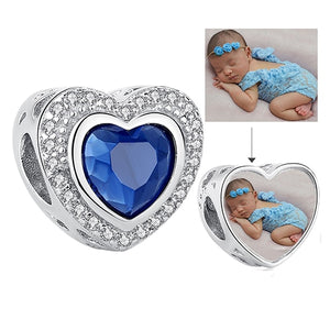 ELESHE Romantic Custom Photo Heart Charms fit Original Pandora Bracelet 925 Sterling Silver Beads DIY Original Jewelry Making