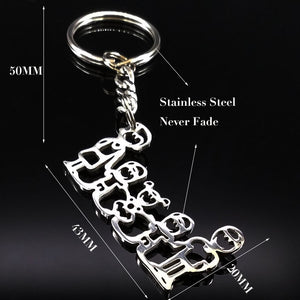 2019 Fashion New Family Stainless Steel Key Rings Jewelry Boy and Girl Silver Color keychain Gifts chaveiros K7641B