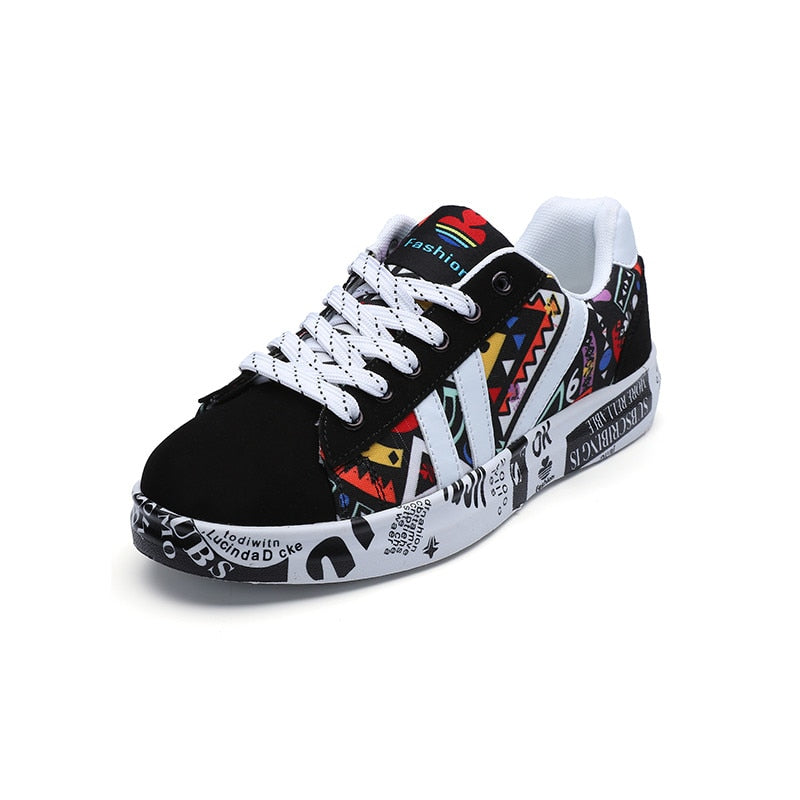 HZXINLIVE 2019 Summer Woman Sneakers White Casual Shoes Lovers Printing Fashion Flat Ladies Vulcanized Shoes zapatos de mujer