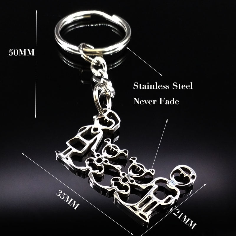 2019 Fashion New Family Stainless Steel Key Rings Jewelry Boy and Girl Silver Color keychain Gifts chaveiros K7641B