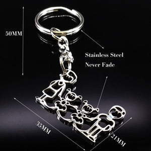 2019 Fashion New Family Stainless Steel Key Rings Jewelry Boy and Girl Silver Color keychain Gifts chaveiros K7641B
