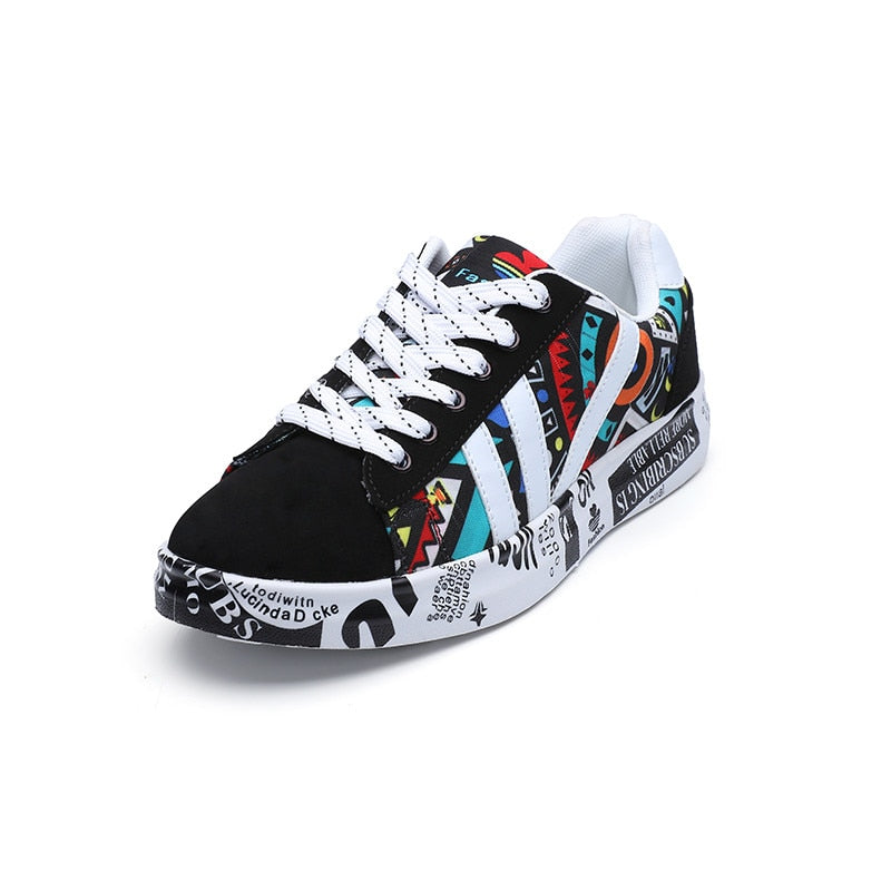 HZXINLIVE 2019 Summer Woman Sneakers White Casual Shoes Lovers Printing Fashion Flat Ladies Vulcanized Shoes zapatos de mujer