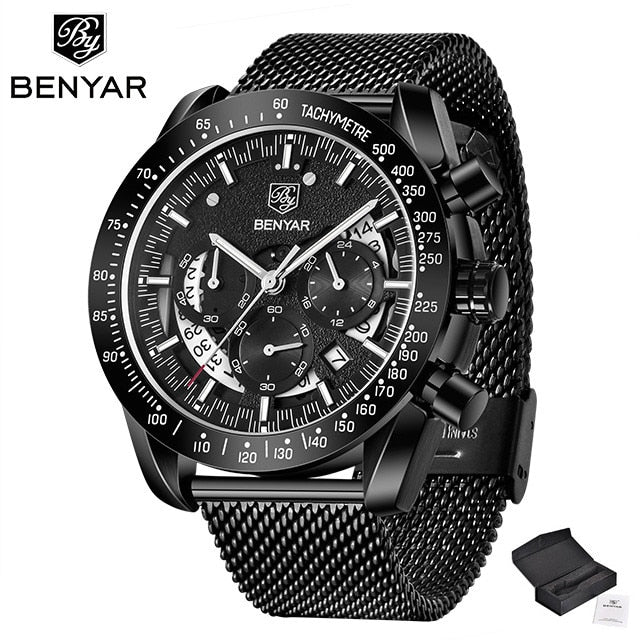 BENYAR 2019 new Quartz luxury waterproof military chronograph Sport casual fashion brand men watch stainless steel Reloj Hombre