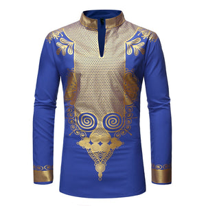 Black African Dashiki Print Shirt Men 2019 Fashion Hip Hop Streetwear Afrian Clothes Men Slim Fit Long Sleeve Shirt Male Chemise