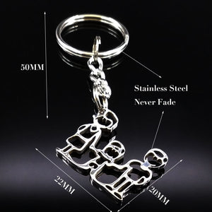 2019 Fashion New Family Stainless Steel Key Rings Jewelry Boy and Girl Silver Color keychain Gifts chaveiros K7641B