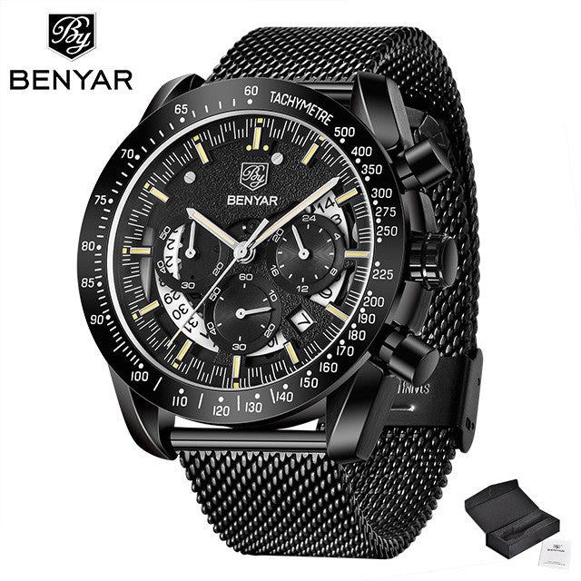 BENYAR 2019 new Quartz luxury waterproof military chronograph Sport casual fashion brand men watch stainless steel Reloj Hombre