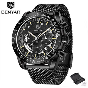 BENYAR 2019 new Quartz luxury waterproof military chronograph Sport casual fashion brand men watch stainless steel Reloj Hombre