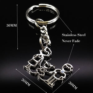 2019 Fashion New Family Stainless Steel Key Rings Jewelry Boy and Girl Silver Color keychain Gifts chaveiros K7641B