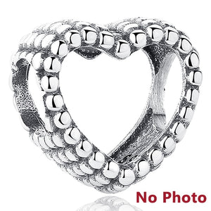 ELESHE Romantic Custom Photo Heart Charms fit Original Pandora Bracelet 925 Sterling Silver Beads DIY Original Jewelry Making