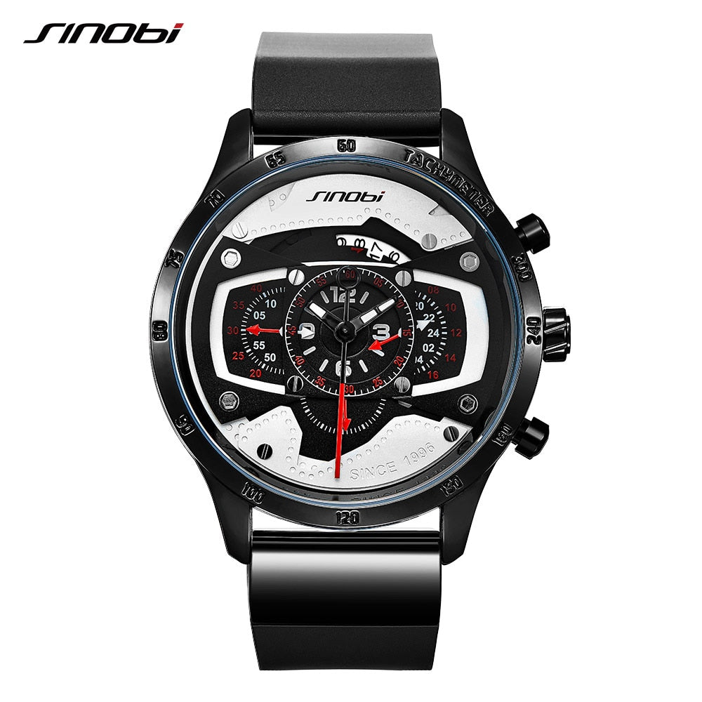 Relojes Hombre SINOBI Car Creative Men Watch Mens Fashion Speed Racing Sport Time Chronograph Silicone Watches Quartz Wristwatch