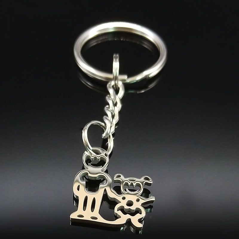 2019 Fashion New Family Stainless Steel Key Rings Jewelry Boy and Girl Silver Color keychain Gifts chaveiros K7641B