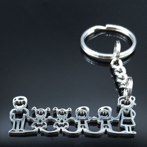 2019 Fashion New Family Stainless Steel Key Rings Jewelry Boy and Girl Silver Color keychain Gifts chaveiros K7641B