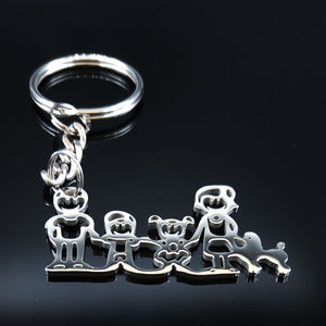 2019 Fashion New Family Stainless Steel Key Rings Jewelry Boy and Girl Silver Color keychain Gifts chaveiros K7641B
