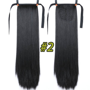 JINKAILI 85cm 32 "Super Long Clip Droit Dans La Queue Faux Cheveux Ponytail Postiche Avec Des Épingles À Cheveux Synthétique Extensions De Queue De Poney