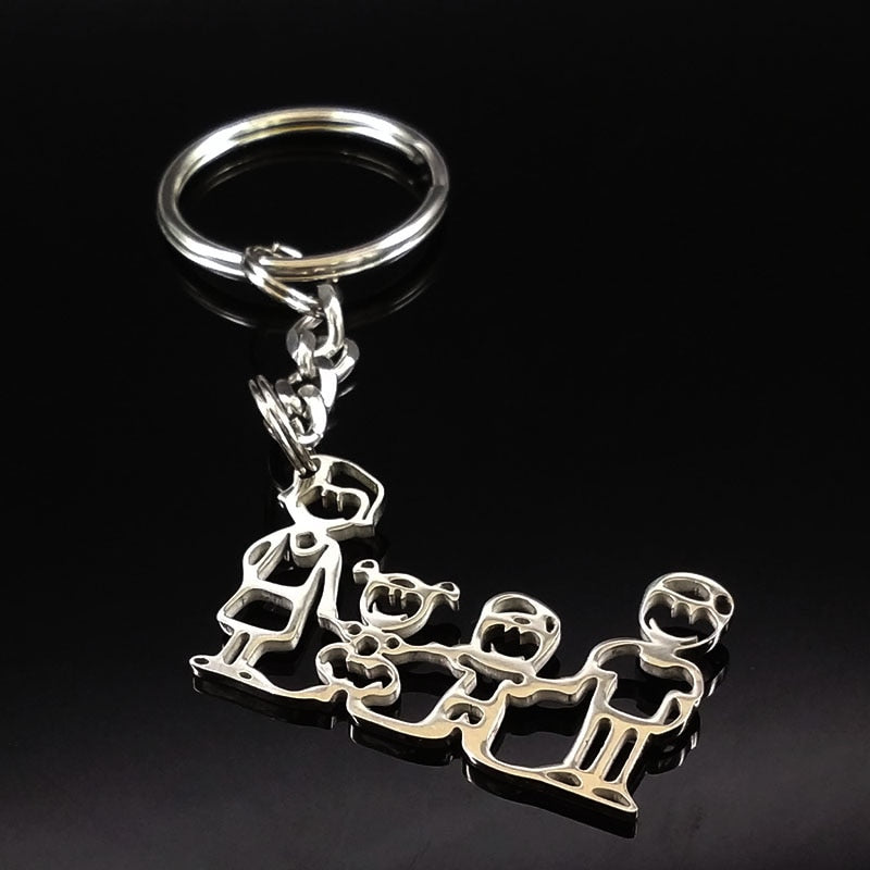 2019 Fashion New Family Stainless Steel Key Rings Jewelry Boy and Girl Silver Color keychain Gifts chaveiros K7641B