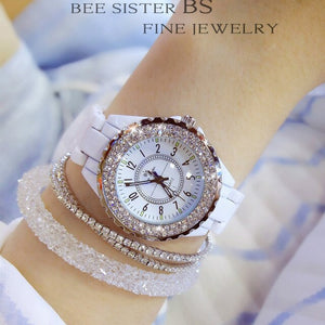 Women Watches 2018 Top Brand Luxury Ceramic Women's Watch Fashion Quartz Women Wrist Watch Diamond White Female Wristwatch 2019