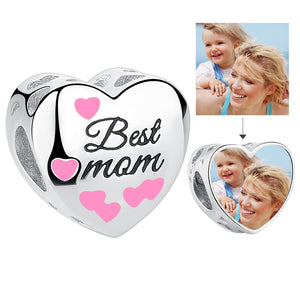ELESHE Romantic Custom Photo Heart Charms fit Original Pandora Bracelet 925 Sterling Silver Beads DIY Original Jewelry Making