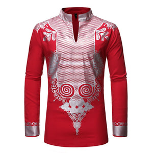 Black African Dashiki Print Shirt Men 2019 Fashion Hip Hop Streetwear Afrian Clothes Men Slim Fit Long Sleeve Shirt Male Chemise