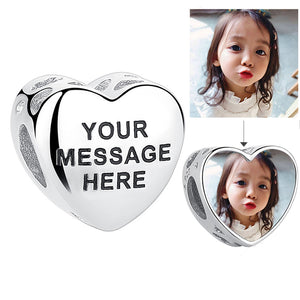 ELESHE Romantic Custom Photo Heart Charms fit Original Pandora Bracelet 925 Sterling Silver Beads DIY Original Jewelry Making