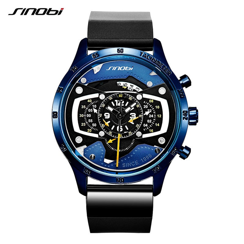 Relojes Hombre SINOBI Car Creative Men Watch Mens Fashion Speed Racing Sport Time Chronograph Silicone Watches Quartz Wristwatch