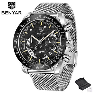 BENYAR 2019 new Quartz luxury waterproof military chronograph Sport casual fashion brand men watch stainless steel Reloj Hombre