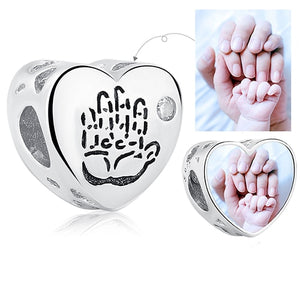 ELESHE Romantic Custom Photo Heart Charms fit Original Pandora Bracelet 925 Sterling Silver Beads DIY Original Jewelry Making