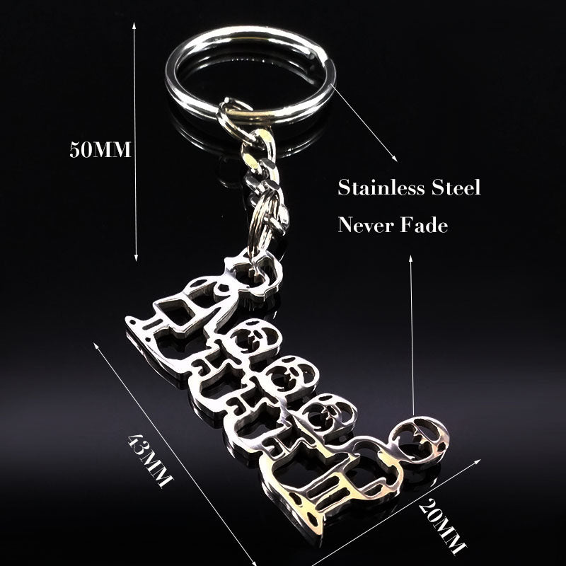 2019 Fashion New Family Stainless Steel Key Rings Jewelry Boy and Girl Silver Color keychain Gifts chaveiros K7641B