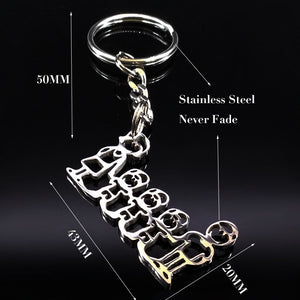 2019 Fashion New Family Stainless Steel Key Rings Jewelry Boy and Girl Silver Color keychain Gifts chaveiros K7641B