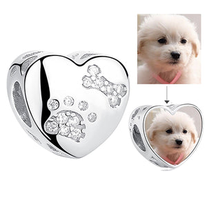 ELESHE Romantic Custom Photo Heart Charms fit Original Pandora Bracelet 925 Sterling Silver Beads DIY Original Jewelry Making
