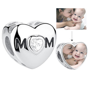 ELESHE Romantic Custom Photo Heart Charms fit Original Pandora Bracelet 925 Sterling Silver Beads DIY Original Jewelry Making