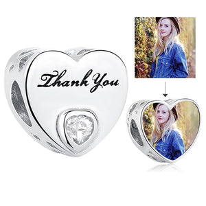 ELESHE Romantic Custom Photo Heart Charms fit Original Pandora Bracelet 925 Sterling Silver Beads DIY Original Jewelry Making