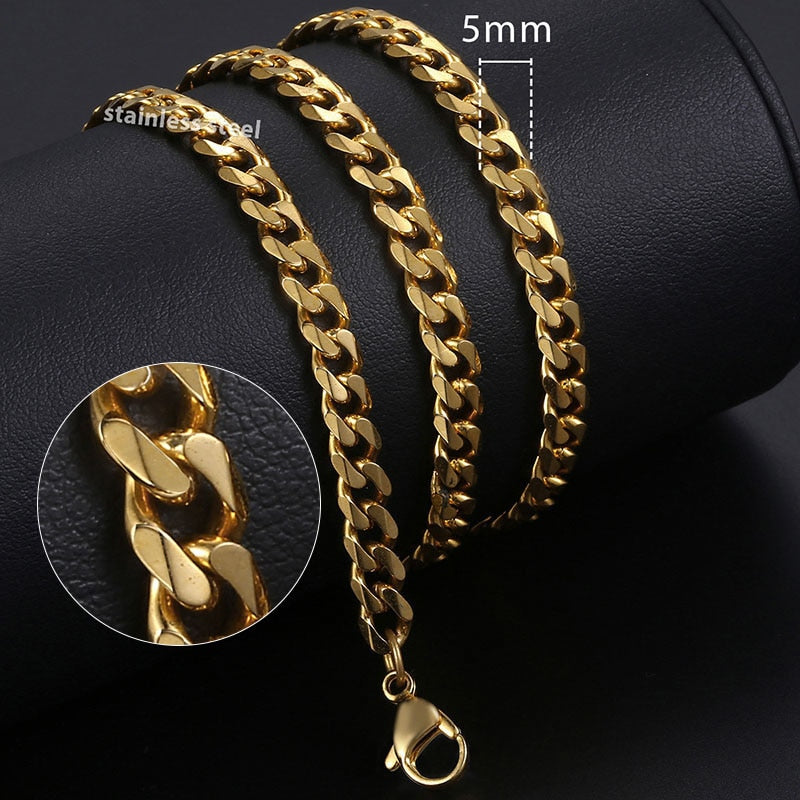 Necklace For Women Men Gold Filled Figaro Rope Snake Curb Cuban Link Chain Mens Womens Fashion Jewelry 18-24" GNN2