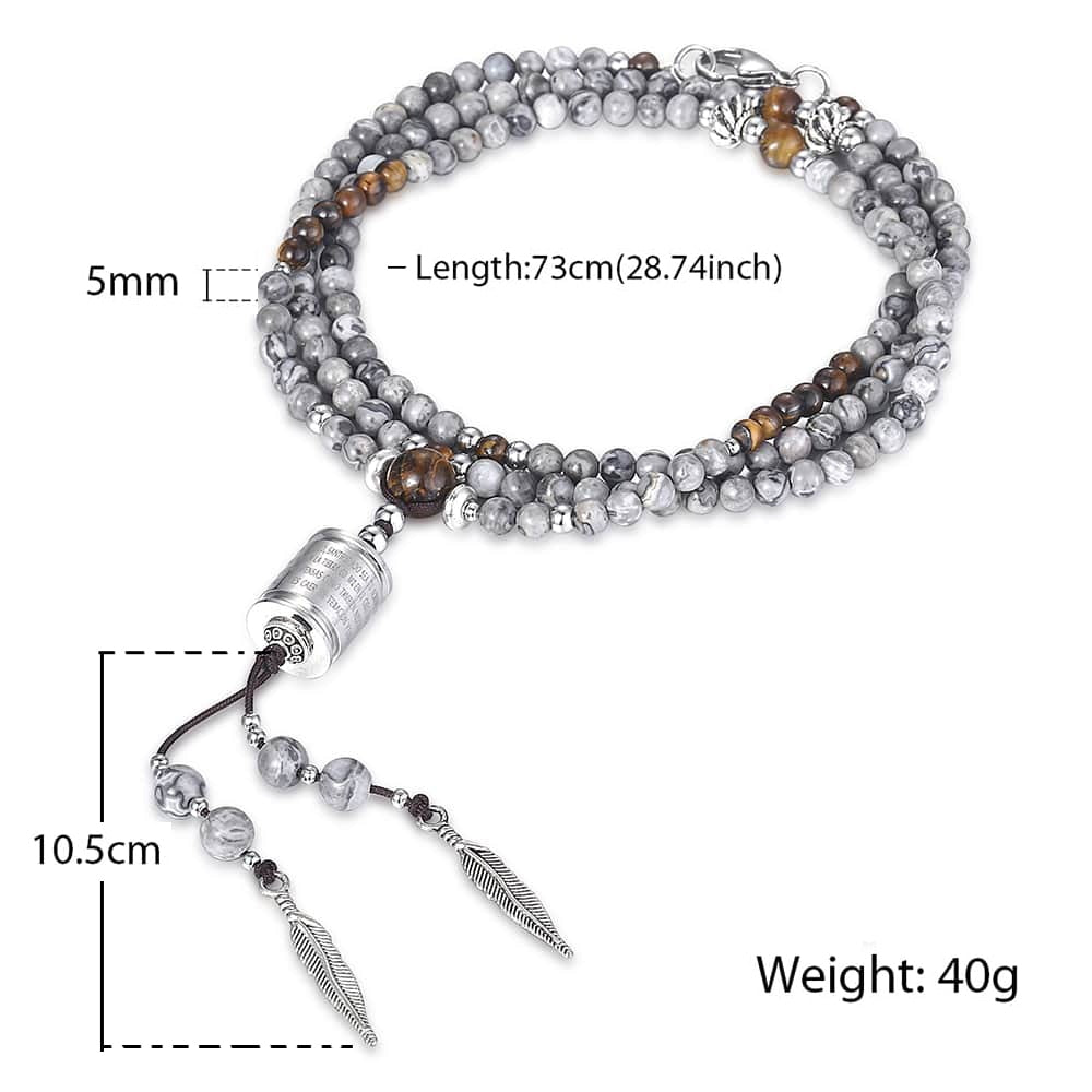 Unique Men's Necklace Silver Stainless Steel Arrow Pendant Matte Black Glass Beaded Necklace Male Jewelry Dropshipping DNM07