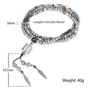Unique Men's Necklace Silver Stainless Steel Arrow Pendant Matte Black Glass Beaded Necklace Male Jewelry Dropshipping DNM07