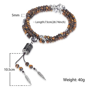 Unique Men's Necklace Silver Stainless Steel Arrow Pendant Matte Black Glass Beaded Necklace Male Jewelry Dropshipping DNM07