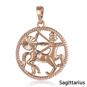 Zodiac Sign 12 Constellation Pendant Necklace for Women Men 585 Rose Gold Womens Necklace Mens Chain Gift Fashion Jewelry GPM21