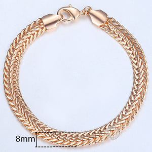 20cm 585 Rose Gold filled Bracelet For Women Men Curb Snail Foxtail Venitian Link Chains Womens Mens Bracelets Fashion Gift CBB1