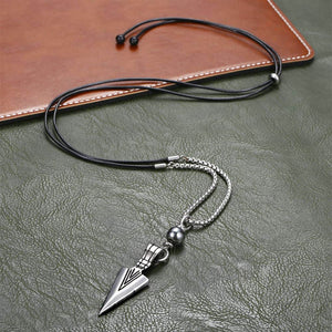 Unique Men's Necklace Silver Stainless Steel Arrow Pendant Matte Black Glass Beaded Necklace Male Jewelry Dropshipping DNM07