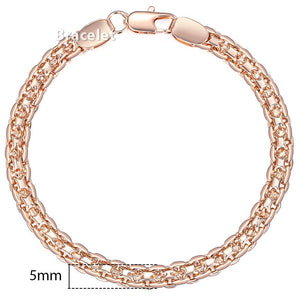 5mm Bracelet for Women Girls 585 Rose Gold Bismark Link Chain Bracelet Woman Jewelry Hot Party Jewelry Gifts 18cm 20cm GB422