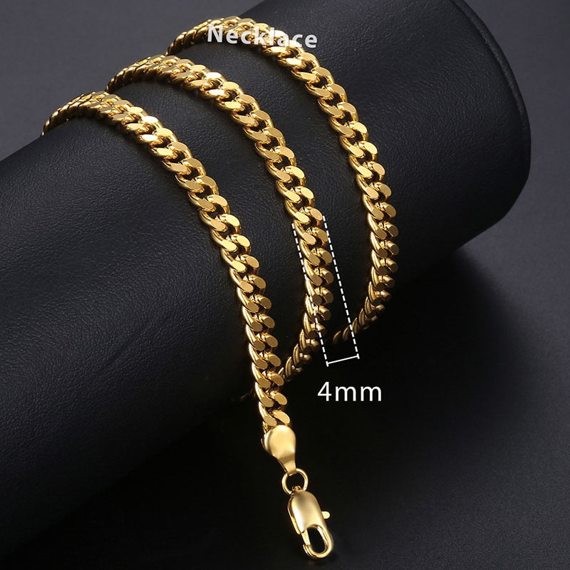 Necklace For Women Men Gold Filled Figaro Rope Snake Curb Cuban Link Chain Mens Womens Fashion Jewelry 18-24" GNN2