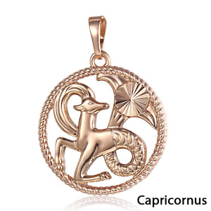 Zodiac Sign 12 Constellation Pendant Necklace for Women Men 585 Rose Gold Womens Necklace Mens Chain Gift Fashion Jewelry GPM21
