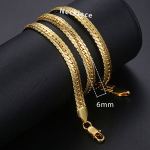 Necklace For Women Men Gold Filled Figaro Rope Snake Curb Cuban Link Chain Mens Womens Fashion Jewelry 18-24" GNN2