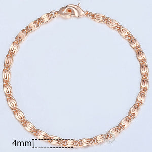 20cm 585 Rose Gold filled Bracelet For Women Men Curb Snail Foxtail Venitian Link Chains Womens Mens Bracelets Fashion Gift CBB1