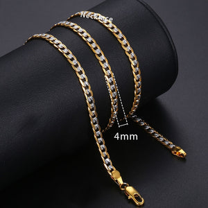 Necklace For Women Men Gold Filled Figaro Rope Snake Curb Cuban Link Chain Mens Womens Fashion Jewelry 18-24" GNN2