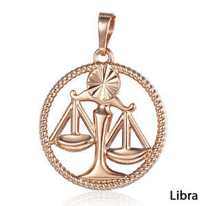 Zodiac Sign 12 Constellation Pendant Necklace for Women Men 585 Rose Gold Womens Necklace Mens Chain Gift Fashion Jewelry GPM21