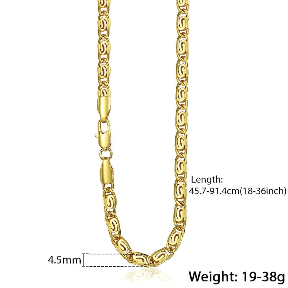 Necklace For Women Men Gold Filled Figaro Rope Snake Curb Cuban Link Chain Mens Womens Fashion Jewelry 18-24" GNN2