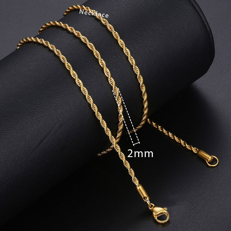 Trendsmax Gold Necklace For Men Women Figaro Rope Cuban Link Chain Necklace Male Collar Fashion Gift Jewelry Hip Hop 18-24" GNN2