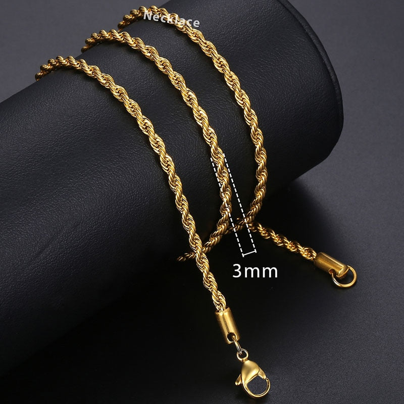 Trendsmax Gold Necklace For Men Women Figaro Rope Cuban Link Chain Necklace Male Collar Fashion Gift Jewelry Hip Hop 18-24" GNN2