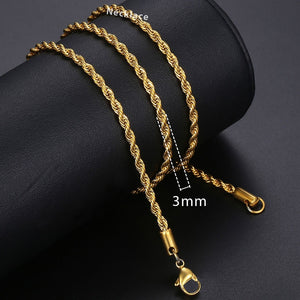 Trendsmax Gold Necklace For Men Women Figaro Rope Cuban Link Chain Necklace Male Collar Fashion Gift Jewelry Hip Hop 18-24" GNN2