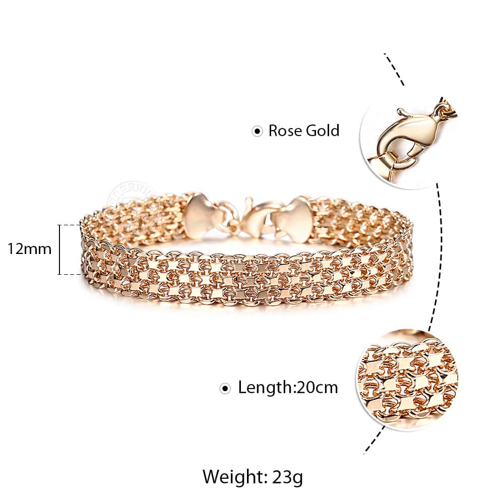 20cm 585 Rose Gold filled Bracelet For Women Men Curb Snail Foxtail Venitian Link Chains Womens Mens Bracelets Fashion Gift CBB1